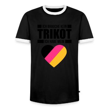 Ich brauche kein Trikot - Deutschland Fan Shirt - Männer Kontrast-T-Shirt - Schwarz/Weiß - Vorne - AI Model Female 172 light (172cm) & AI Model Male 178 light (178cm)