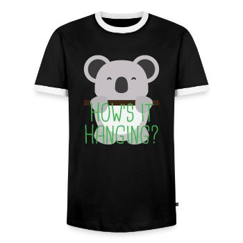 Koala 3 03 - Men's Ringer Shirt - black/white - Front - AI Model Female 172 light (172cm) & AI Model Male 178 light (178cm)