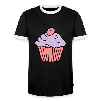 Cupcake - Men's Ringer Shirt - black/white - Front - AI Model Female 172 light (172cm) & AI Model Male 178 light (178cm)
