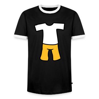t-shirt haut vêtements pantalons culotte short court - T-shirt contrasté Homme - noir/blanc - Devant - AI Model Female 172 light (172cm) & AI Model Male 178 light (178cm)