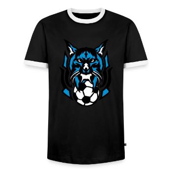 football lynx wild logo animal club - Men's Ringer Shirt - black/white - Front - AI Model Female 172 light (172cm) & AI Model Male 178 light (178cm)