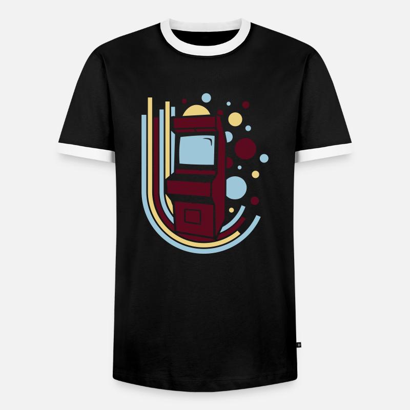 Arcade Automat (Retro Circles) - Men's Ringer Shirt - black/white