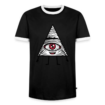Comic Figur Auge - Männer Kontrast-T-Shirt - Schwarz/Weiß - Vorne - AI Model Female 172 light (172cm) & AI Model Male 178 light (178cm)