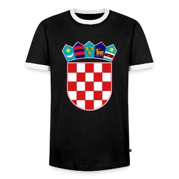 hrvatska - Männer Kontrast-T-Shirt - Schwarz/Weiß - Vorne - AI Model Female 172 light (172cm) & AI Model Male 178 light (178cm)
