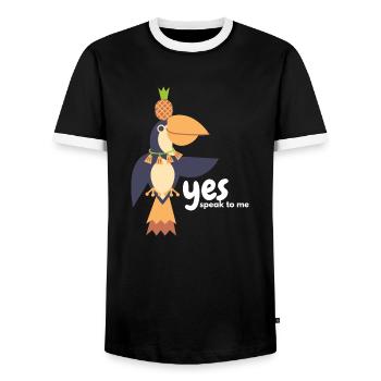 Tuncan Pineapple swing - Men's Ringer Shirt - black/white - Front - AI Model Female 172 light (172cm) & AI Model Male 178 light (178cm)