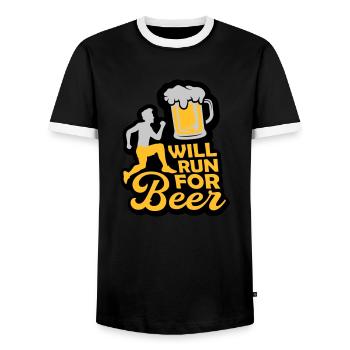 Running for beer - Men's Ringer Shirt - black/white - Front - AI Model Female 172 light (172cm) & AI Model Male 178 light (178cm)
