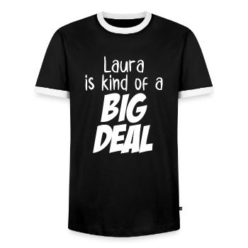 Laura ist eine große Sache - Männer Kontrast-T-Shirt - Schwarz/Weiß - Vorne - AI Model Female 172 light (172cm) & AI Model Male 178 light (178cm)