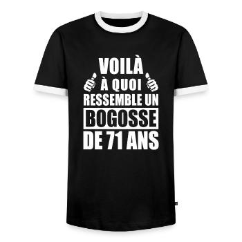 bogosse de 71 ans / cadeau anniversaire 71 ans - T-shirt contrasté Homme - noir/blanc - Devant - AI Model Female 172 light (172cm) & AI Model Male 178 light (178cm)