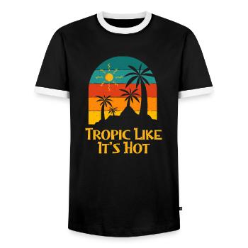 Tropique comme c’est chaud plage voyageur voyage océanique - T-shirt contrasté Homme - noir/blanc - Devant - AI Model Female 172 light (172cm) & AI Model Male 178 light (178cm)