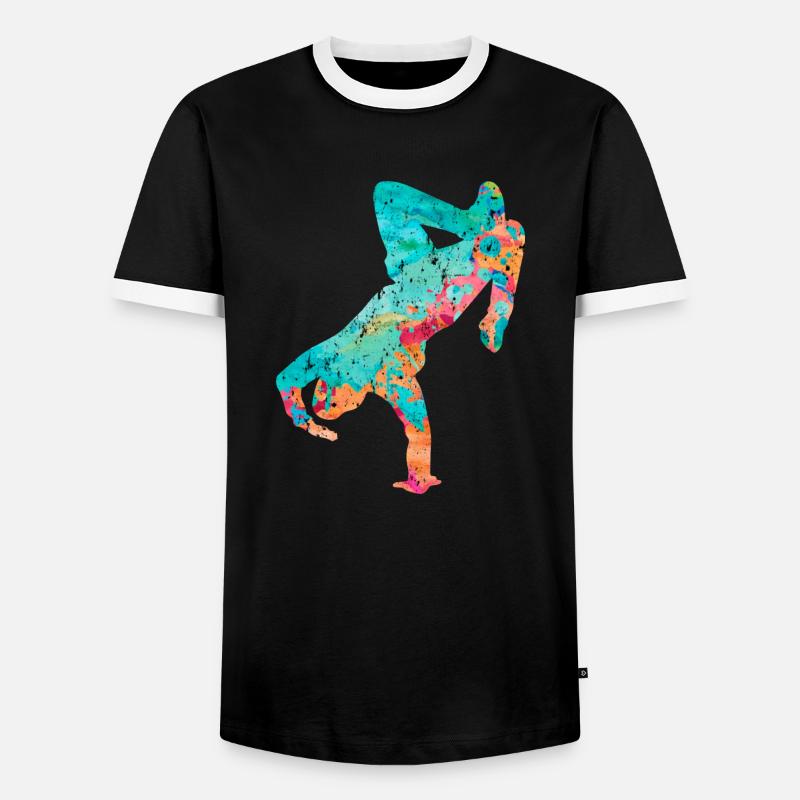 Breakdance Breakdancer PopArt - Men's Ringer Shirt - black/white