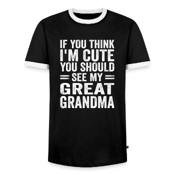 Wenn du denkst, dass ich süß bin, solltest du meine Oma sehen - Männer Kontrast-T-Shirt - Schwarz/Weiß - Vorne - AI Model Female 172 light (172cm) & AI Model Male 178 light (178cm)