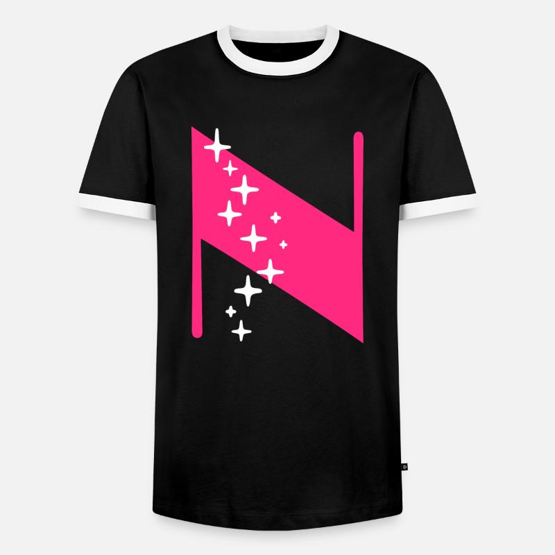 Buchstabe N Glitzer - Männer Kontrast-T-Shirt - Schwarz/Weiß