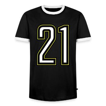21 - T-shirt contrasté Homme - noir/blanc - Devant - AI Model Female 172 light (172cm) & AI Model Male 178 light (178cm)