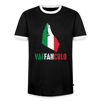 Italy Italian Vaffanculo - Men's Ringer Shirt - black/white - Front - AI Model Female 172 light (172cm) & AI Model Male 178 light (178cm)