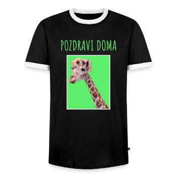 POZDRAVI DOMA MAJICA - Männer Kontrast-T-Shirt - Schwarz/Weiß - Vorne - AI Model Female 172 light (172cm) & AI Model Male 178 light (178cm)