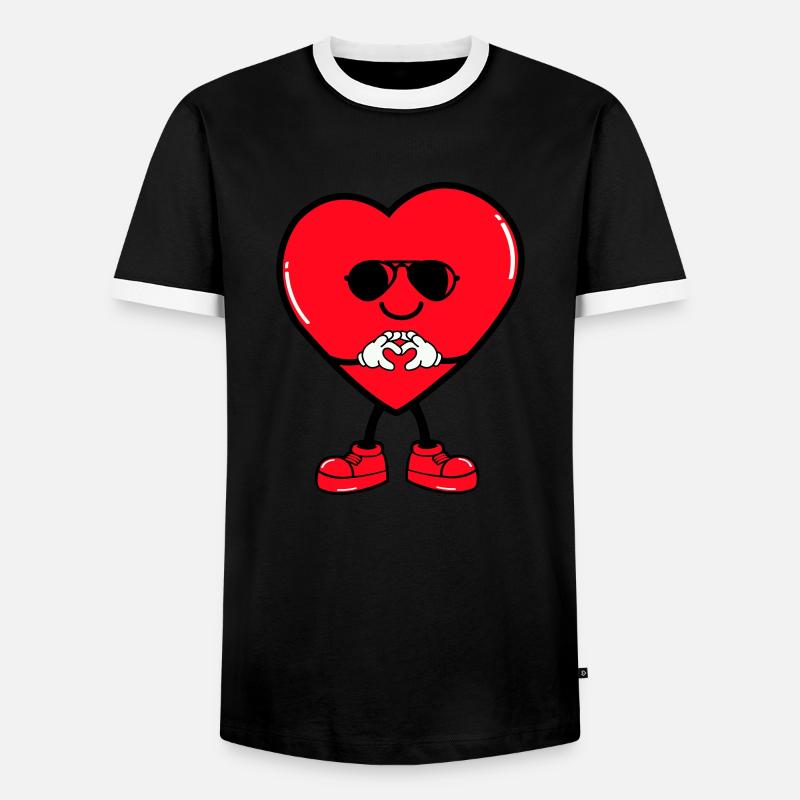 herz comic - Männer Kontrast-T-Shirt - Schwarz/Weiß