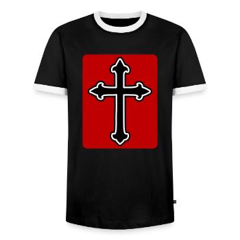 Symbole de la croix - T-shirt contrasté Homme - noir/blanc - Devant - AI Model Female 172 light (172cm) & AI Model Male 178 light (178cm)