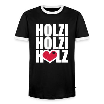 Ich und mein Holz - T-shirt contrasté Homme - noir/blanc - Devant - AI Model Female 172 light (172cm) & AI Model Male 178 light (178cm)