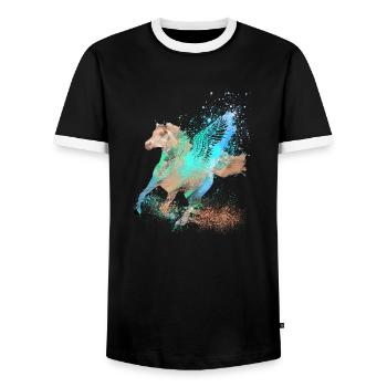 flying horse,horse with wings,horse,graffiti - Men's Ringer Shirt - black/white - Front - AI Model Female 172 light (172cm) & AI Model Male 178 light (178cm)