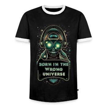 Galactic Dreamer - Men's Ringer Shirt - black/white - Front - AI Model Female 172 light (172cm) & AI Model Male 178 light (178cm)