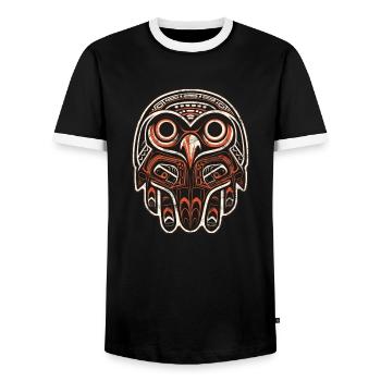 Eagle Haida Indian Symbol Bird Animal Totem Falcon - Men's Ringer Shirt - black/white - Front - AI Model Female 172 light (172cm) & AI Model Male 178 light (178cm)