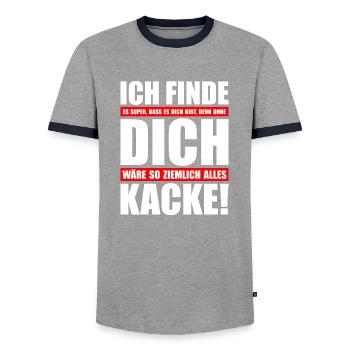 Spruch "Ohne dich wäre alles K*cke" wob - Männer Kontrast-T-Shirt - Grau/Navy  - Vorne - AI Model Female 172 light (172cm) & AI Model Male 178 light (178cm)