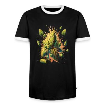 Craft beer with hops explosion - Men's Ringer Shirt - black/white - Front - AI Model Female 172 light (172cm) & AI Model Male 178 light (178cm)