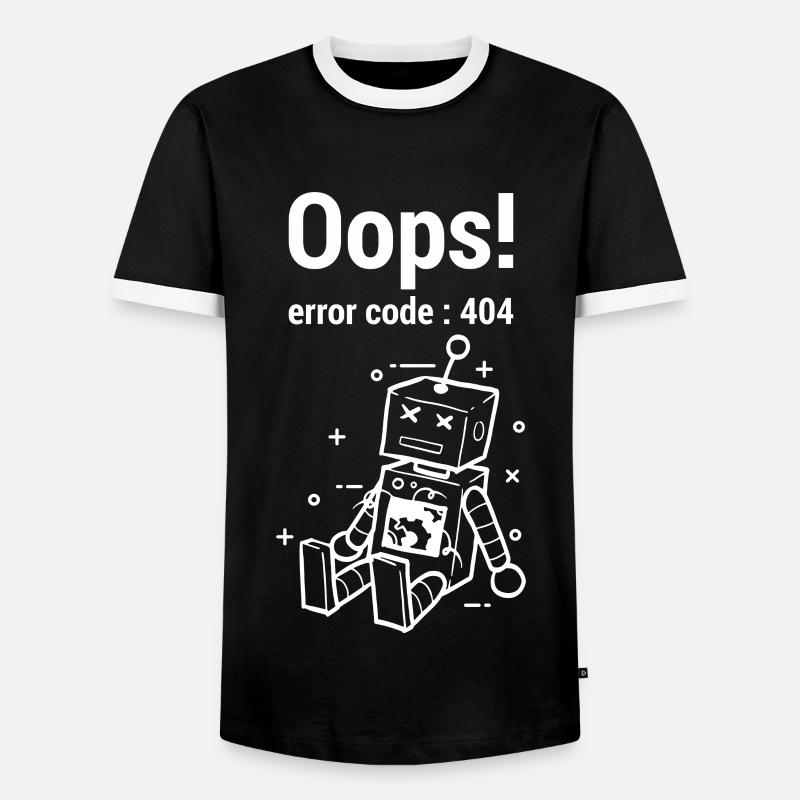 Oops Error 404 Graphic - Men's Ringer Shirt - black/white
