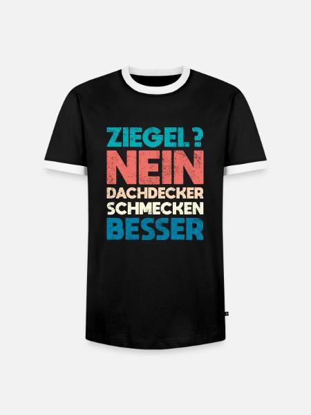 Ziegel? Nein, Dachdecker Schmecken Besser - Männer Kontrast-T-Shirt - Schwarz/Weiß