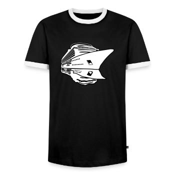 schiff urlaub reisen schifffahrt Kreuzfahrt - Männer Kontrast-T-Shirt - Schwarz/Weiß - Vorne - AI Model Female 172 light (172cm) & AI Model Male 178 light (178cm)