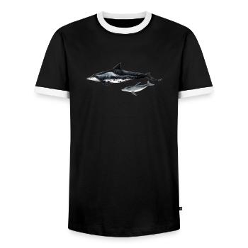 Dolphin with rugged teeth - Dolphin - Steno rostre - Men's Ringer Shirt - black/white - Front - AI Model Female 172 light (172cm) & AI Model Male 178 light (178cm)