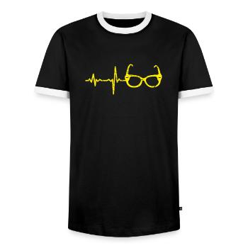 Geschenk Heartbeat Optiker 01 - Männer Kontrast-T-Shirt - Schwarz/Weiß - Vorne - AI Model Female 172 light (172cm) & AI Model Male 178 light (178cm)