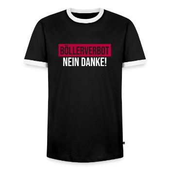 Böllerverbot Nein Danke Feuerwerksverbot Silvester - Männer Kontrast-T-Shirt - Schwarz/Weiß - Vorne - AI Model Female 172 light (172cm) & AI Model Male 178 light (178cm)