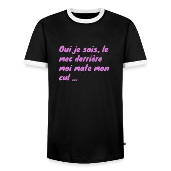 Blague - T-shirt contrasté Homme - noir/blanc - Devant - AI Model Female 172 light (172cm) & AI Model Male 178 light (178cm)