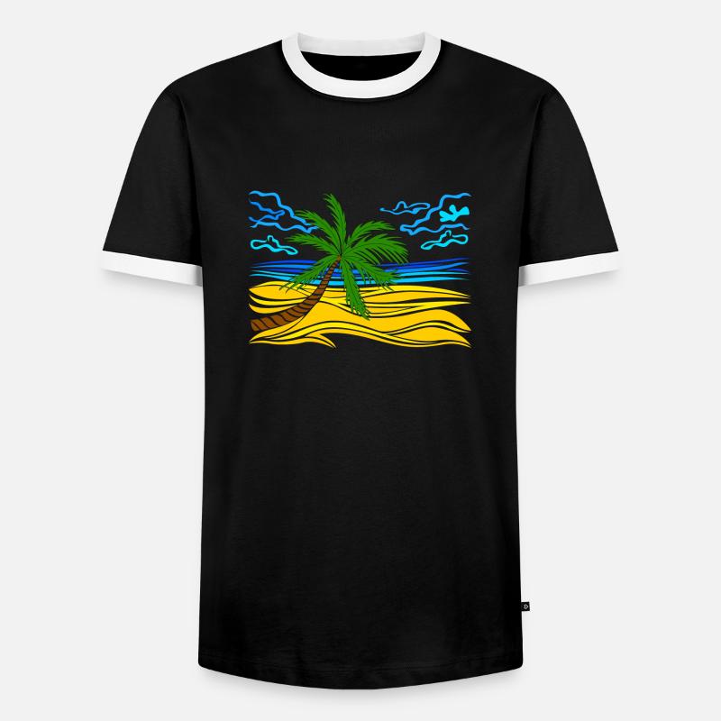 palm tree on the beach - Men's Ringer Shirt - black/white
