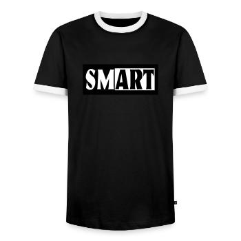 SM ART - Männer Kontrast-T-Shirt - Schwarz/Weiß - Vorne - AI Model Female 172 light (172cm) & AI Model Male 178 light (178cm)