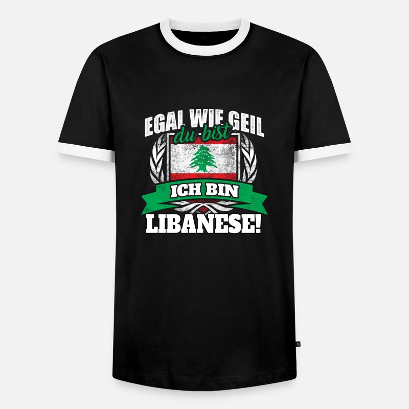 Libanese Libanon Libanesin Libanesisch Geschenk - Männer Kontrast-T-Shirt - Schwarz/Weiß