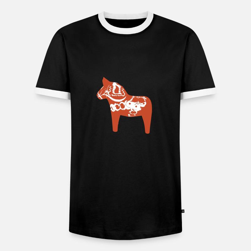 Dalapferd - Männer Kontrast-T-Shirt - Schwarz/Weiß