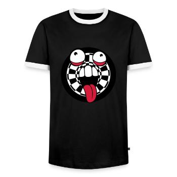 darts spielen verein pfeil zielscheibe verrueckt g - Männer Kontrast-T-Shirt - Schwarz/Weiß - Vorne - AI Model Female 172 light (172cm) & AI Model Male 178 light (178cm)