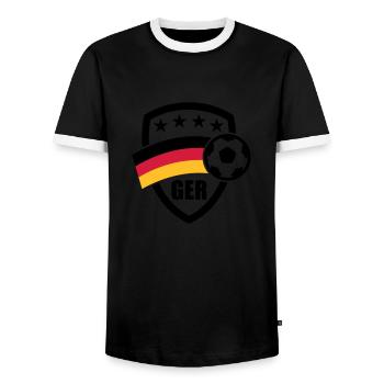 German Football Crest 01 - Men's Ringer Shirt - black/white - Front - AI Model Female 172 light (172cm) & AI Model Male 178 light (178cm)