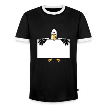 moeve with frame text field - Men's Ringer Shirt - black/white - Front - AI Model Female 172 light (172cm) & AI Model Male 178 light (178cm)