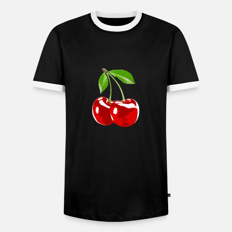 Cherry Kirsche Obst Ernte - Männer Kontrast-T-Shirt - Schwarz/Weiß