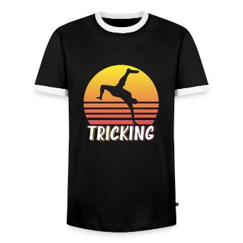 Martial Arts Tricking - Men's Ringer Shirt - black/white - Front - AI Model Female 172 light (172cm) & AI Model Male 178 light (178cm)