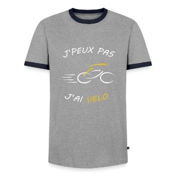 J'peux pas j'ai vélo - T-shirt contrasté Homme - gris/marine  - Devant - AI Model Female 172 light (172cm) & AI Model Male 178 light (178cm)