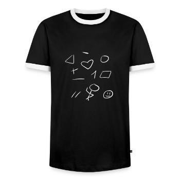 shape symbols - Men's Ringer Shirt - black/white - Front - AI Model Female 172 light (172cm) & AI Model Male 178 light (178cm)