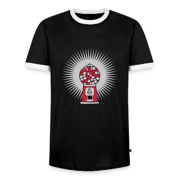 Strahlen Kaugummi Spender - Männer Kontrast-T-Shirt - Schwarz/Weiß - Vorne - AI Model Female 172 light (172cm) & AI Model Male 178 light (178cm)