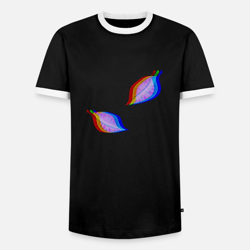 blätter blatt effekt 3d - Männer Kontrast-T-Shirt - Schwarz/Weiß