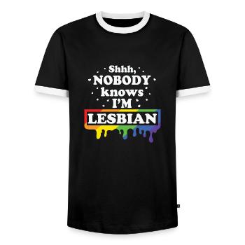 LBGT Flag Gay Pride Human Lesbian - Men's Ringer Shirt - black/white - Front - AI Model Female 172 light (172cm) & AI Model Male 178 light (178cm)