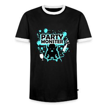 Party monster light blue - Men's Ringer Shirt - black/white - Front - AI Model Female 172 light (172cm) & AI Model Male 178 light (178cm)