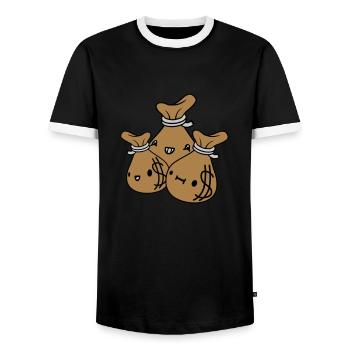 Money Bags Friends Team Crew - Men's Ringer Shirt - black/white - Front - AI Model Female 172 light (172cm) & AI Model Male 178 light (178cm)